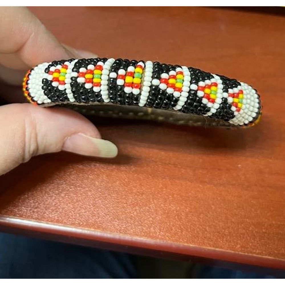 Vintage Seed Bead Bangle Bracelet African Handmade